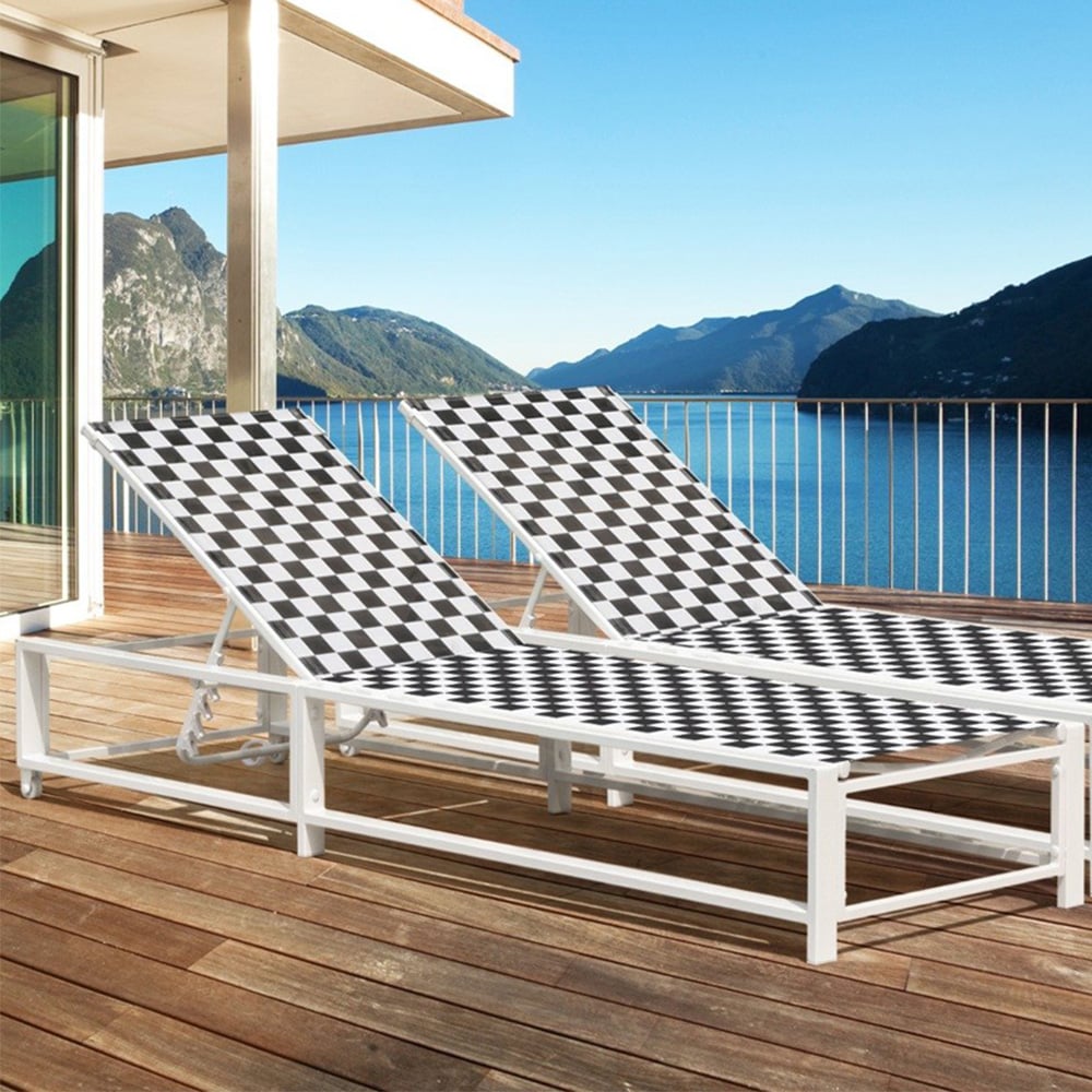 Costway Adjustable Patio Chaise Lounge Chair with Wheels Image 1