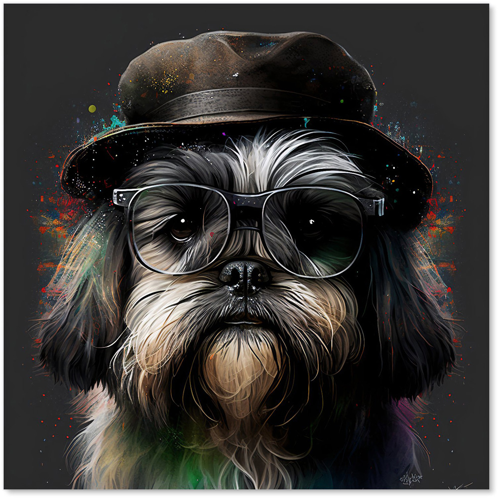 Warren Reed Designer Lhasa Apso Dog Splashart Glass Kitchen Splashback 60 x 60cm Image 2