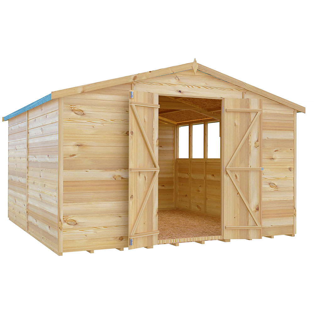 Shire 10 x 10ft Double Door Dip Treated Overlap Apex Shed Image 3