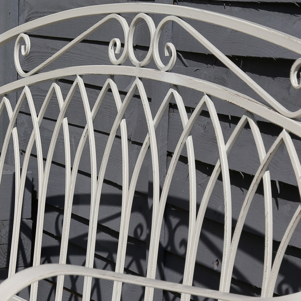 Charles Bentley Wrought Iron White Bench Image 3
