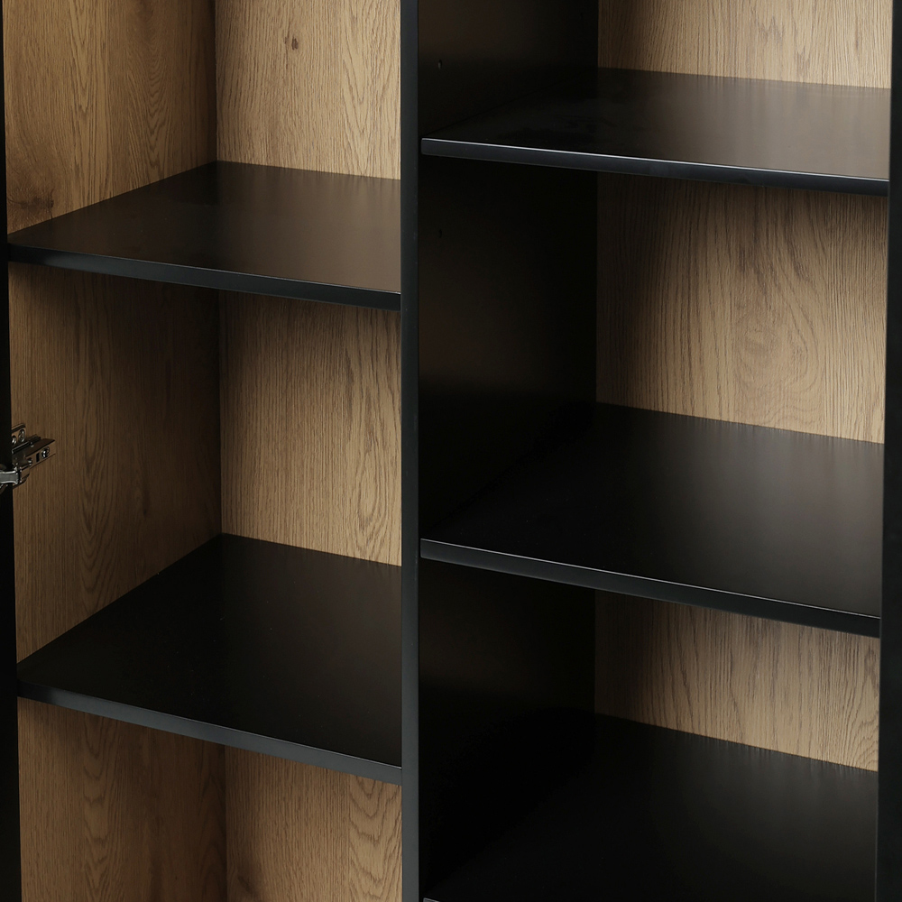 H&O Direct 3 Door Glass and Straw Storage Cabinet Image 6