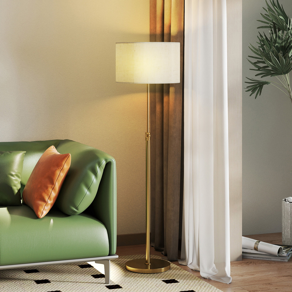 HOMCOM Adjustable Linen Shade Floor Lamp with Remote Image 2
