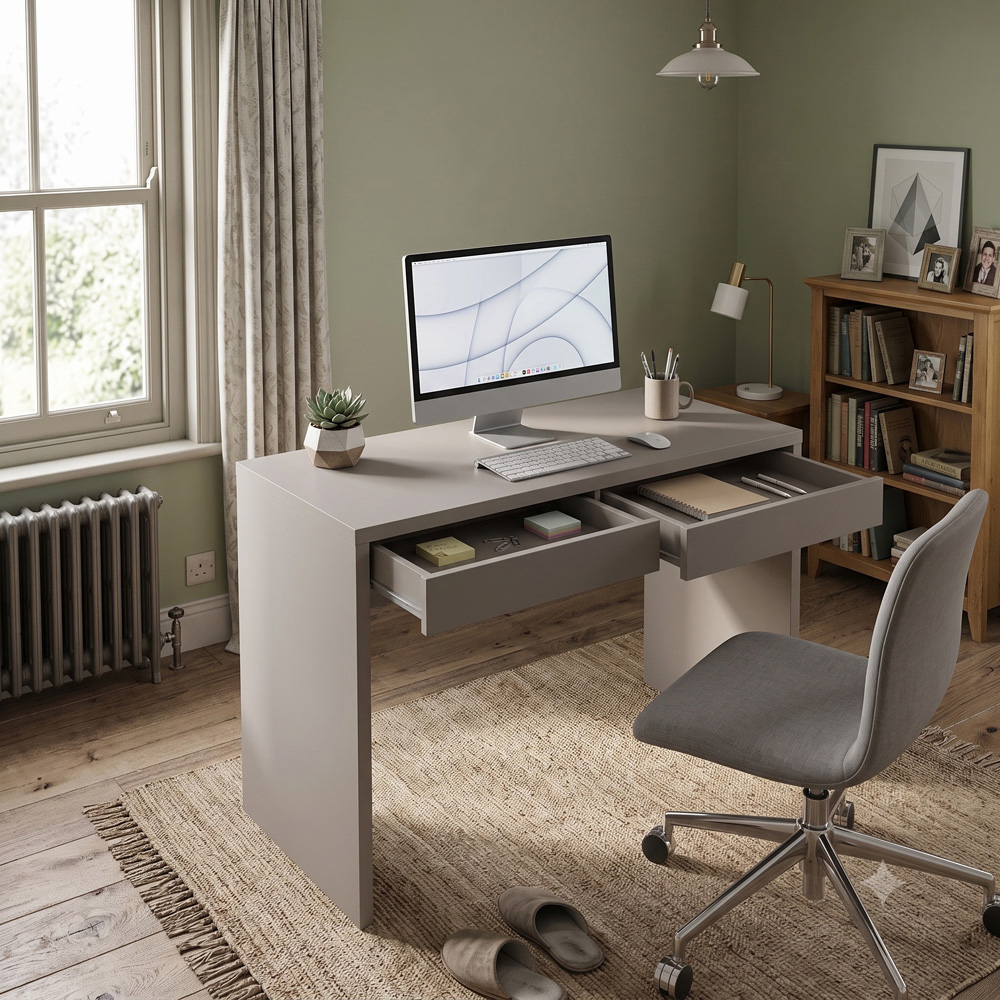 Shefa Line Vikko 2 Drawer Computer Desk Grey Image 5