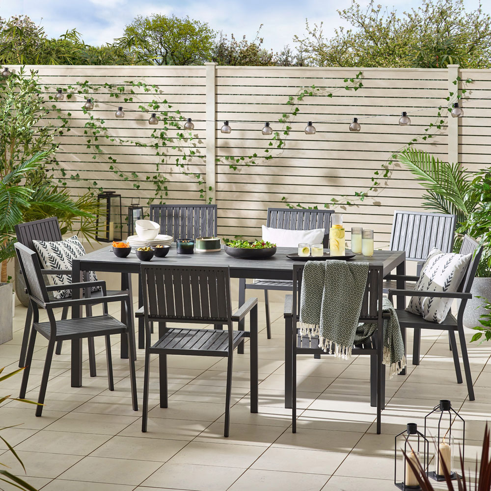 Furniturebox Bermuda 8 Seater Garden Dining Set Grey Image 1