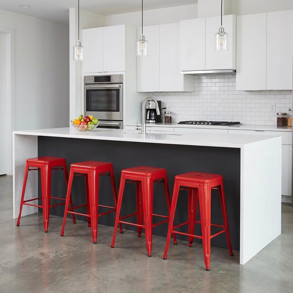 FWStyle Red Gloss Metal Bar Stool 4 Pack Image 5