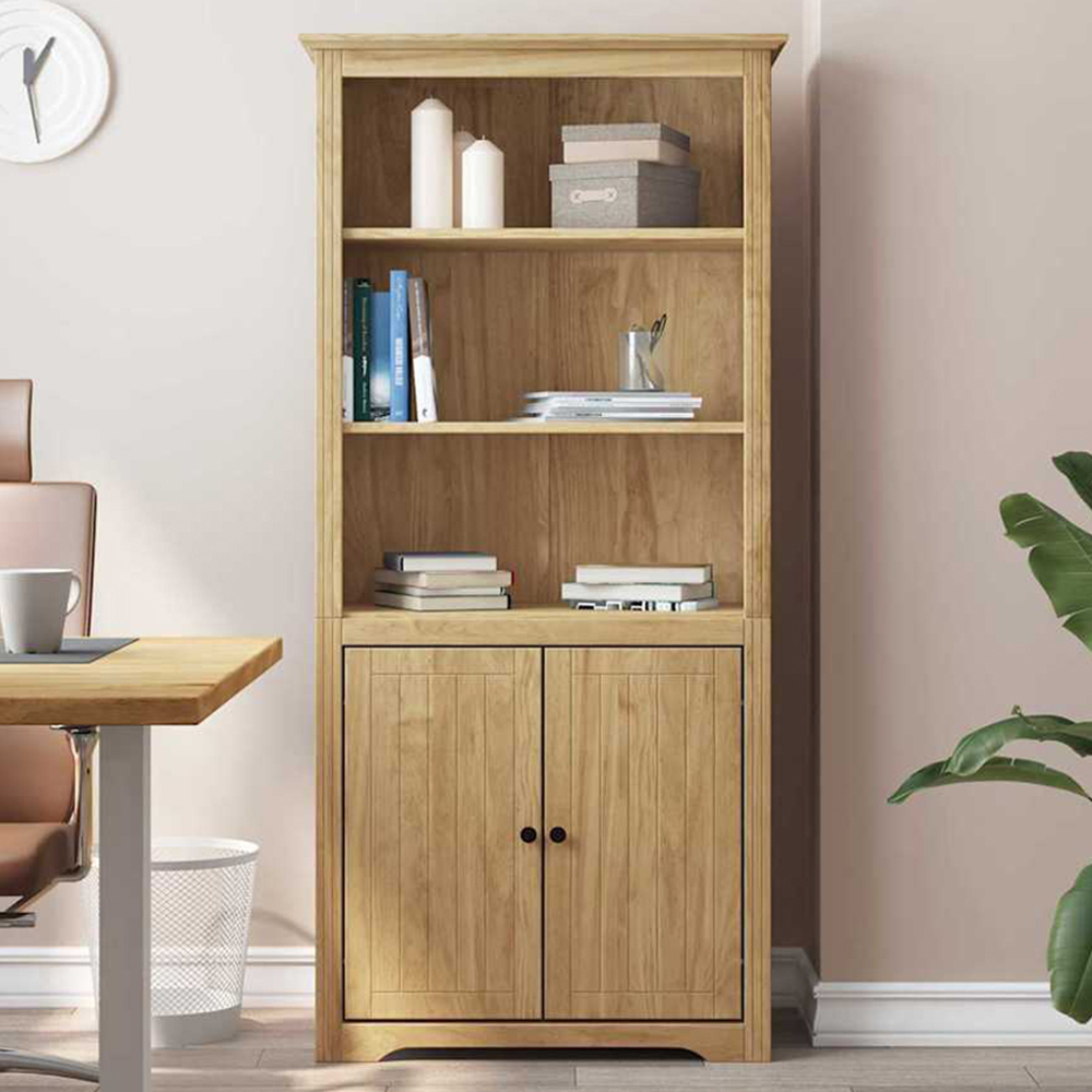 vidaXL Bodo 2 Door 3 Shelf Honey Brown Bookcase Image 1