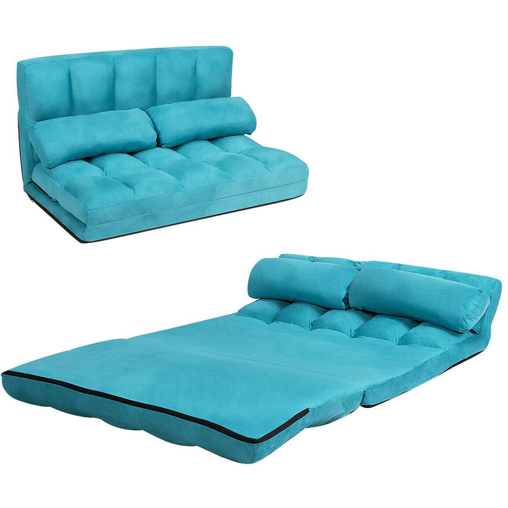 Costway Navy 2 in 1 Folding Floor Sofa Bed with 2 Pillows Image 3