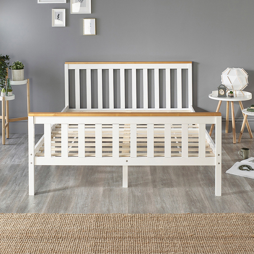 Aspire Atlantic Double White with Natural Tops Bed Frame Image 3