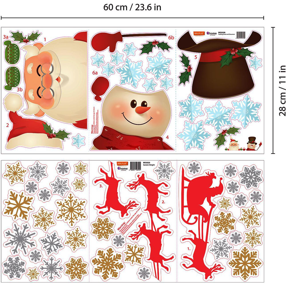 Walplus Christmas Night with Santa and Snowman Self Adhesive Wall Sticker 65 Piece Image 6