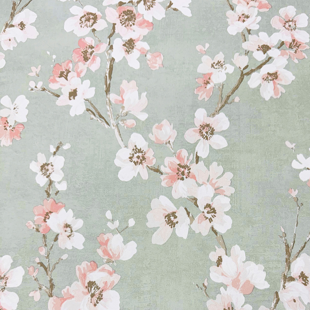 Muriva Melody Floral Green Wallpaper Image 3