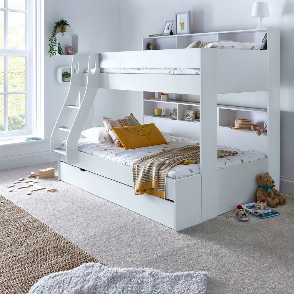 Bedmaster Oliver Triple Sleeper White Bunk Bed with Pocket Sprung Mattresses Image 9