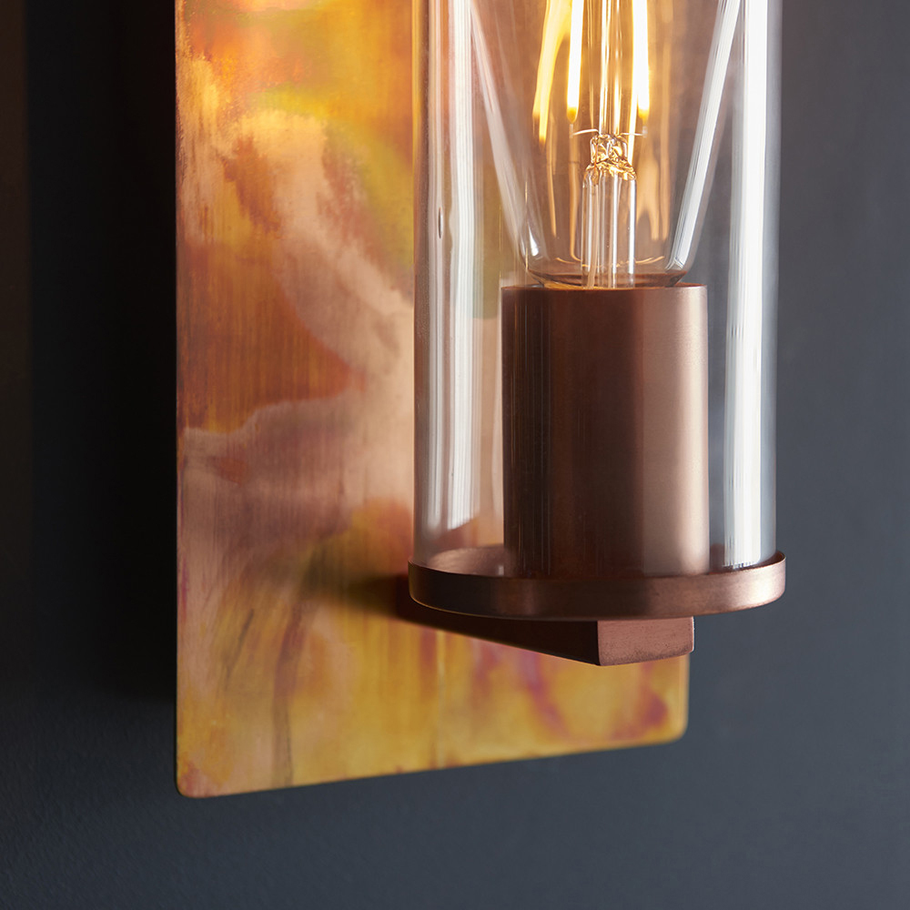 Merano Palermo Copper Patina and Clear Glass Wall Lamp Image 4
