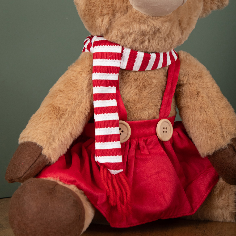 Samuel Alexander Plush Sitting Highland Girl Cow in Red Dress Christmas Decoration 36cm Image 8