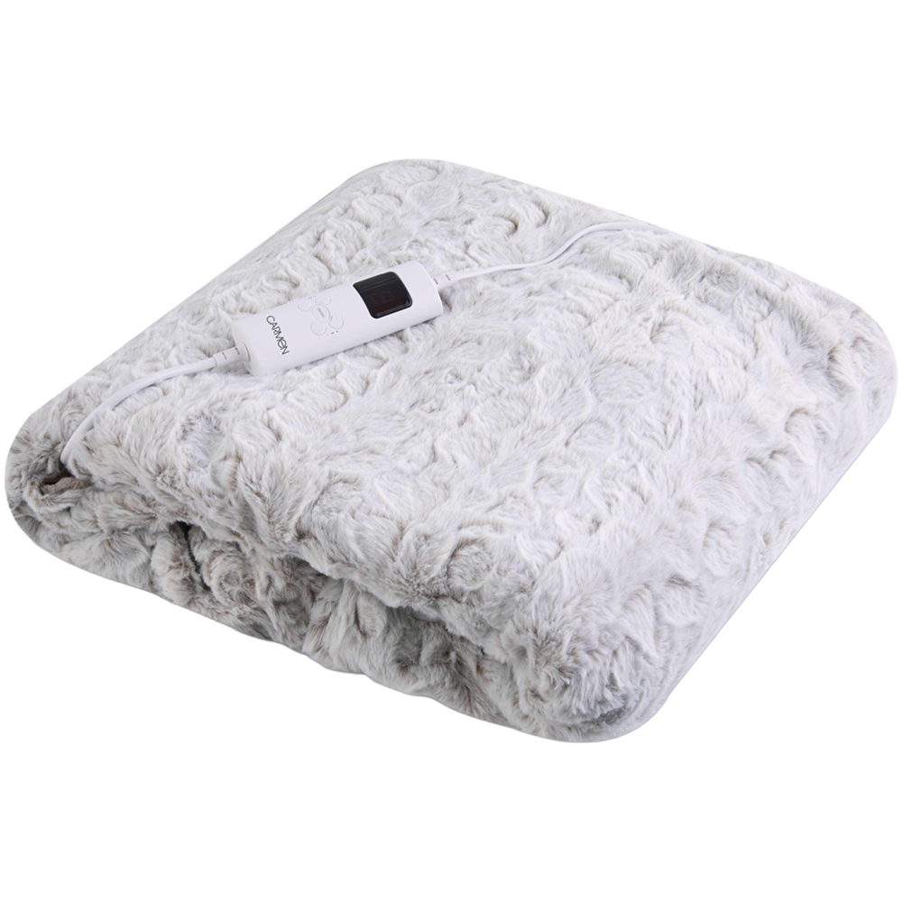 Carmen White Fleece Electric Heated Throw Over Blanket 160 x 130cm Image 1