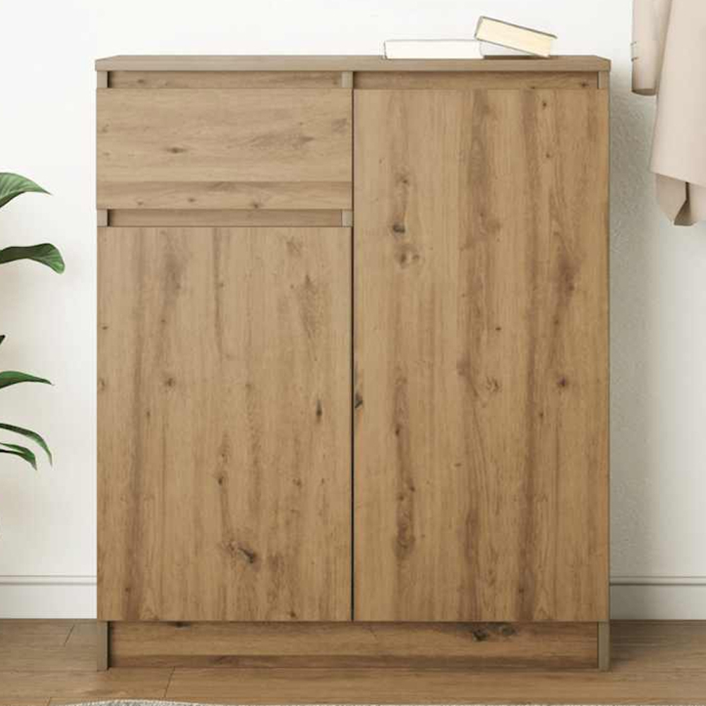 vidaXL 2 Door Single Drawer Artisan Oak Sideboard Image 1