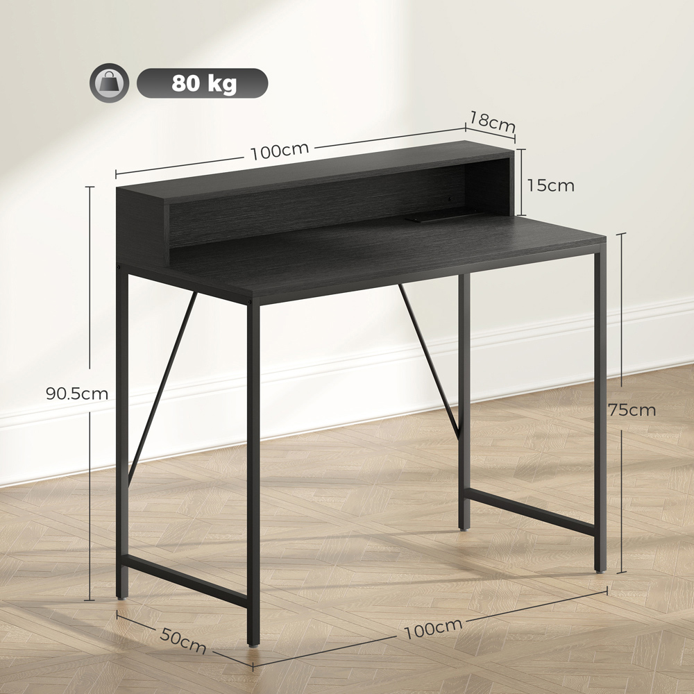 HOMCOM Gaming Desk with LED and Power Outlets Black Wood-Effect Image 9
