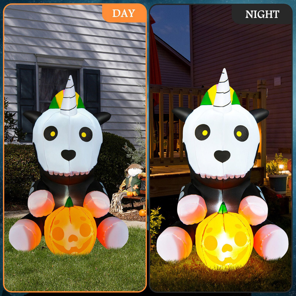 Costway Unicorn Skeleton with Pumpkin Inflatable Halloween Decoration Image 6