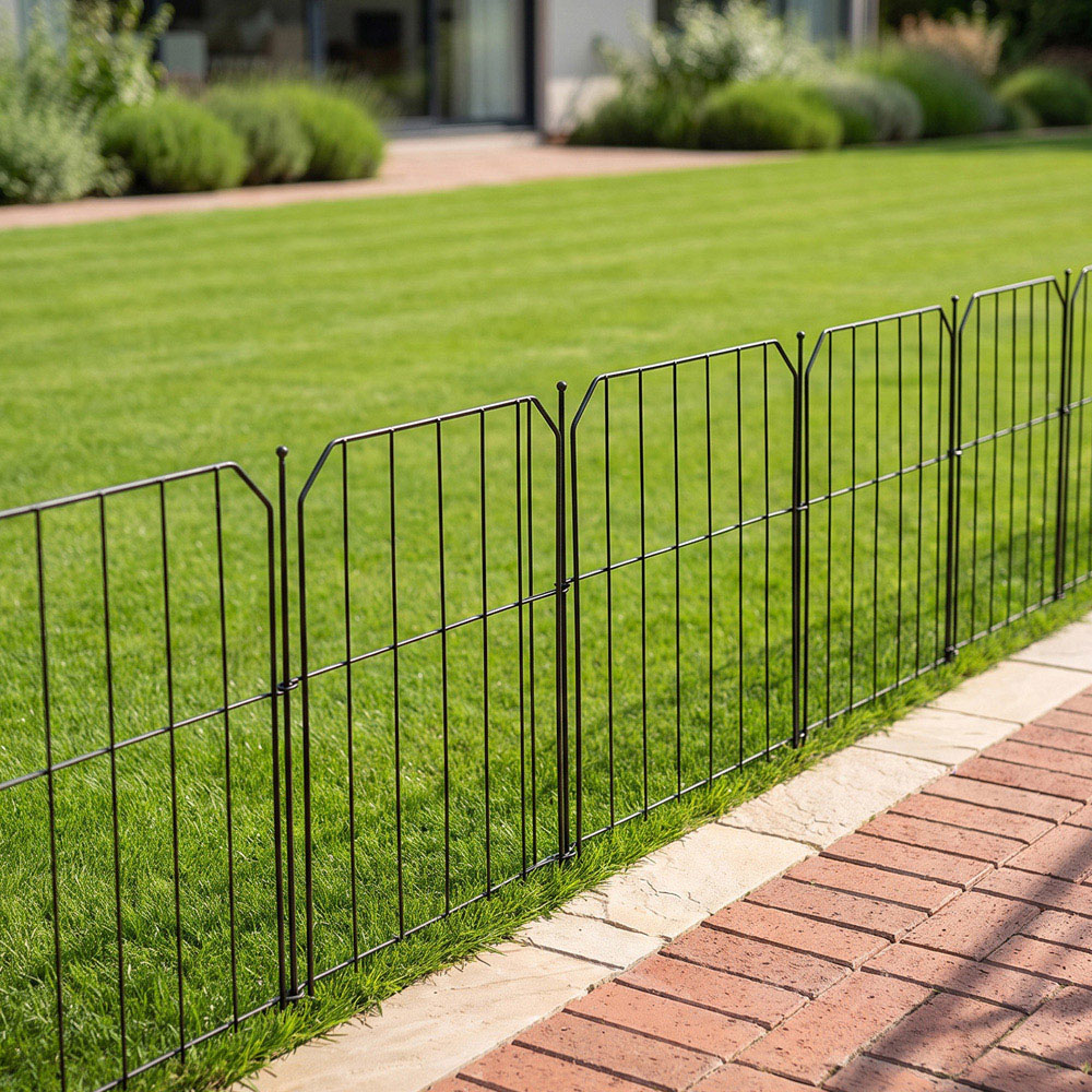 Living and Home Wave Design 1.3ft 10 Pack Metal Garden Fence Panel Image 2