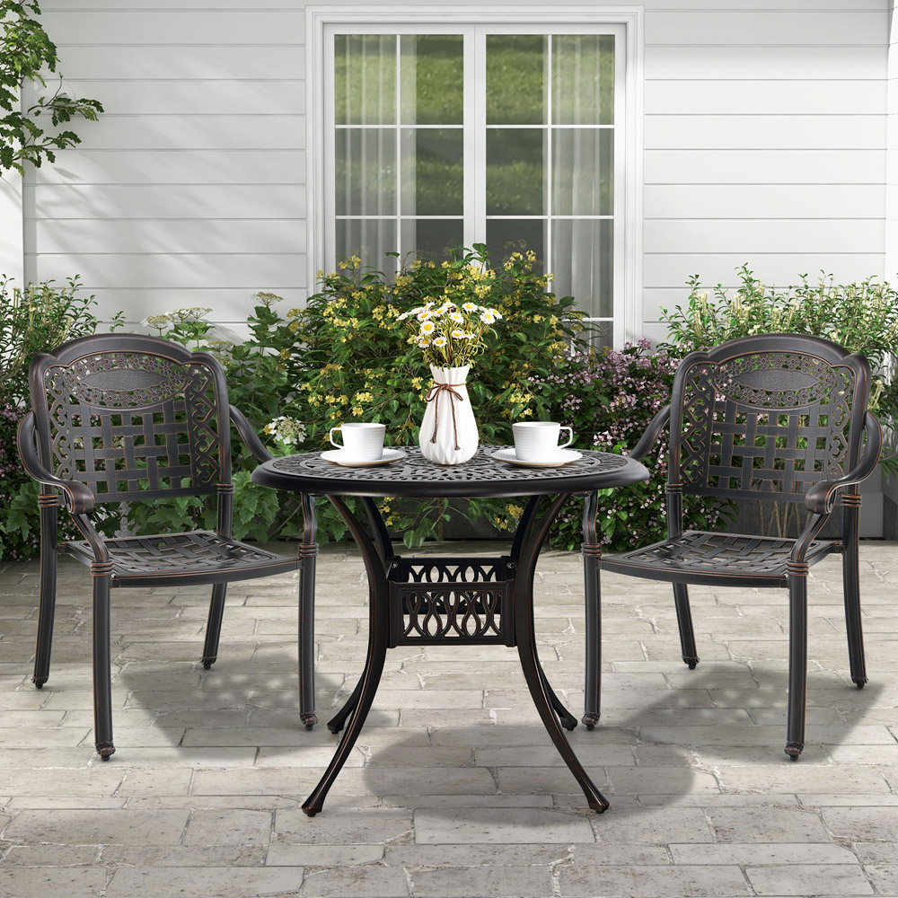 Costway Bronze Cast Aluminium Bistro Chair Set of 2 Image 4