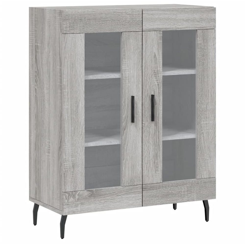 vidaXL 4 Wood and Glass Door Grey Highboard with Metal Legs Image 4