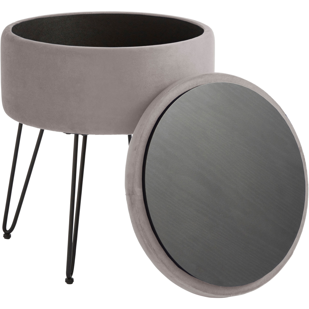 GFW Avery Grey Velvet Storage Stool Image 3