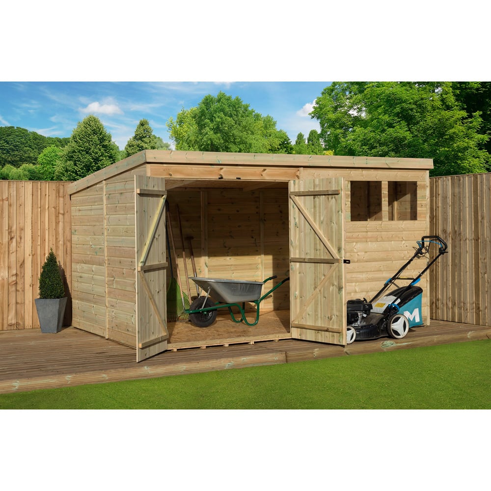 Empire Sheds 4000 12 x 8ft Double Door Tongue and Groove Wooden Pent Garden Shed Image 2