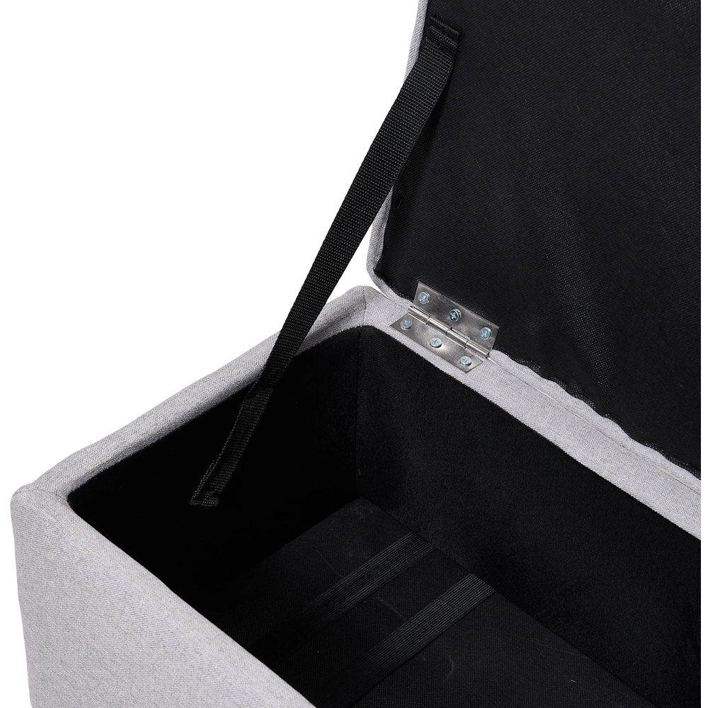 Living and Home Grey Linen Upholstered Storage Ottoman Image 7