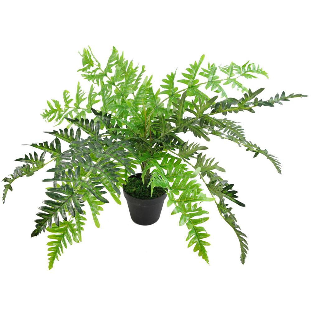 Botanik Evergreen Fern Artificial Plant with Copper Hanging Planter 60cm Image 4