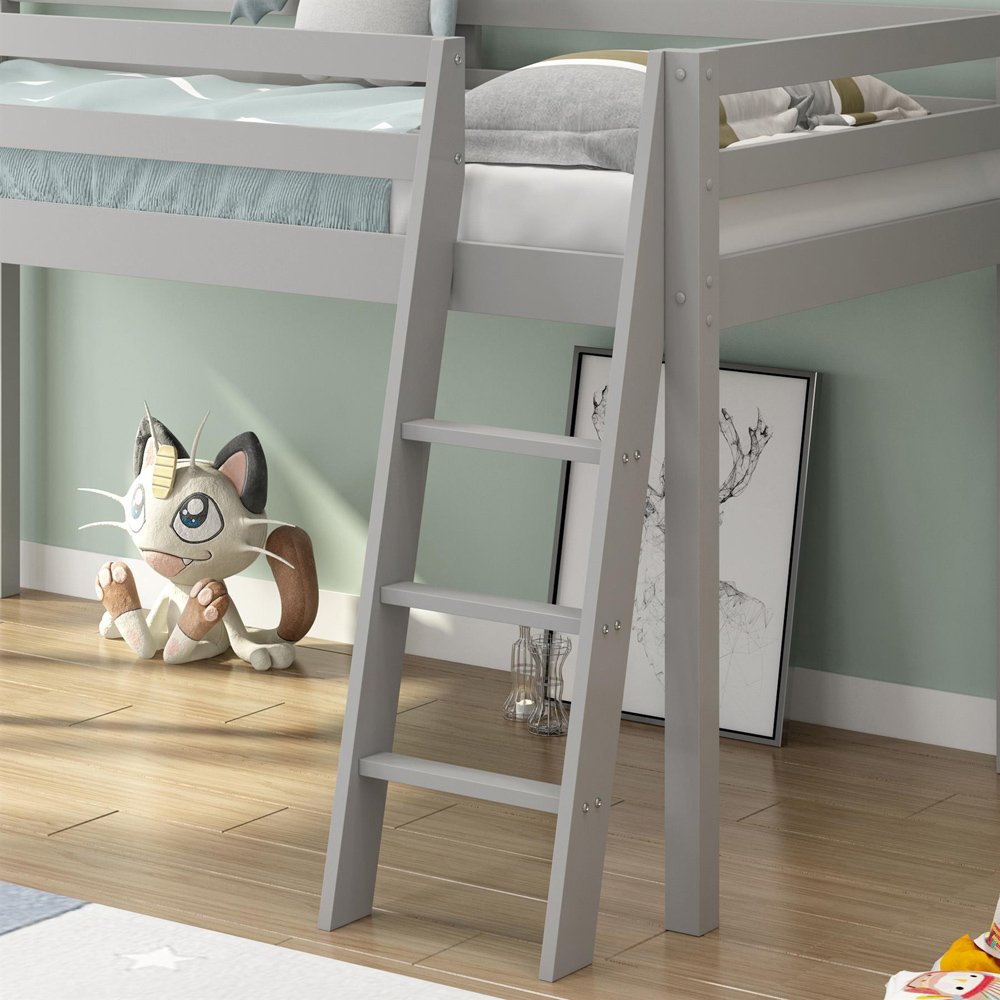 Portland Single Grey Wooden Mid Sleeper with Mattress Image 2