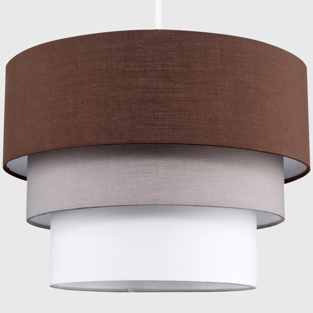 ValueLights Aztec 3 Tier Brown Fabric Ceiling Light Shade Image 3