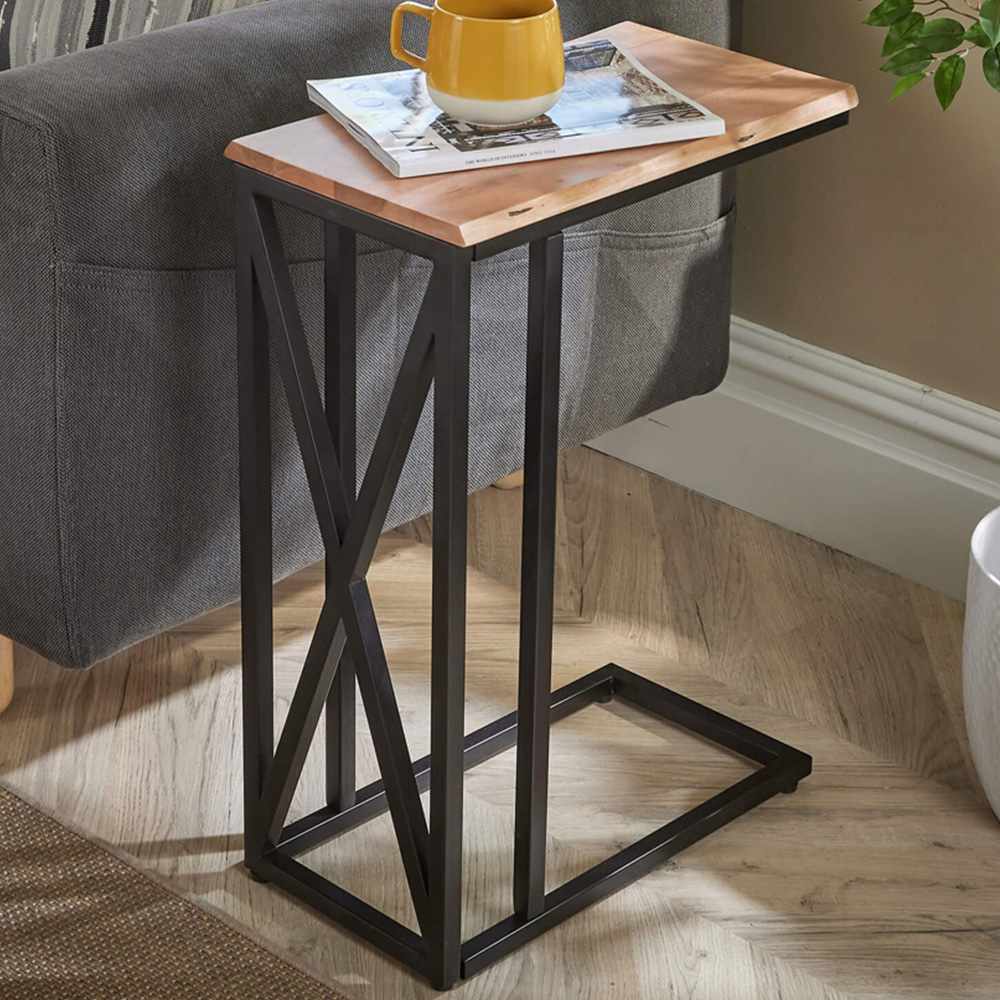 Home Source Pacific Natural Acacia Wood Side Table Image 1