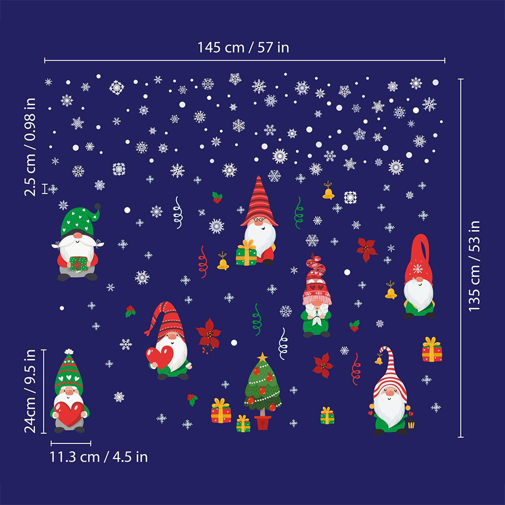 Walplus Christmas Gnomes with Snowflakes Double-Sided Window Stickers 198 Piece Image 6