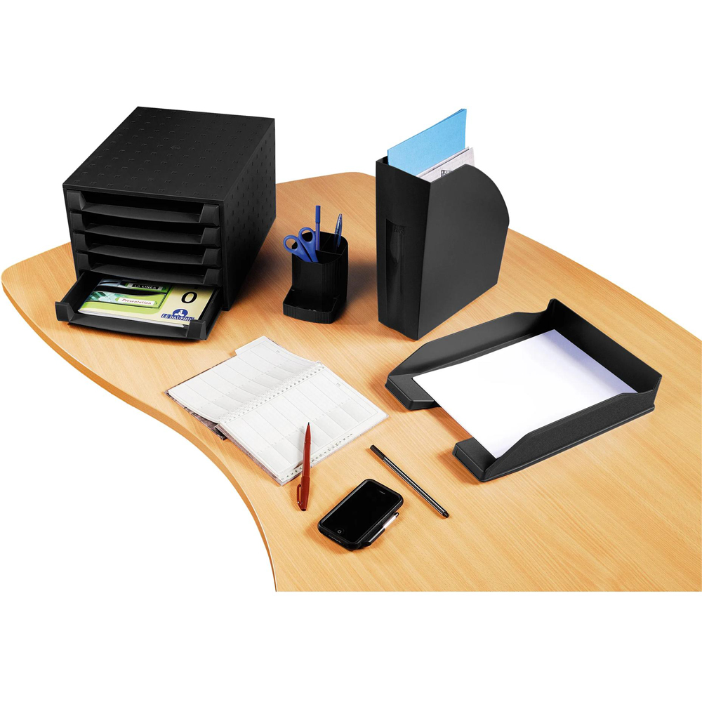 Exacompta EcoBlack A4 Black Recycled Letter Tray 6 Pack Image 3