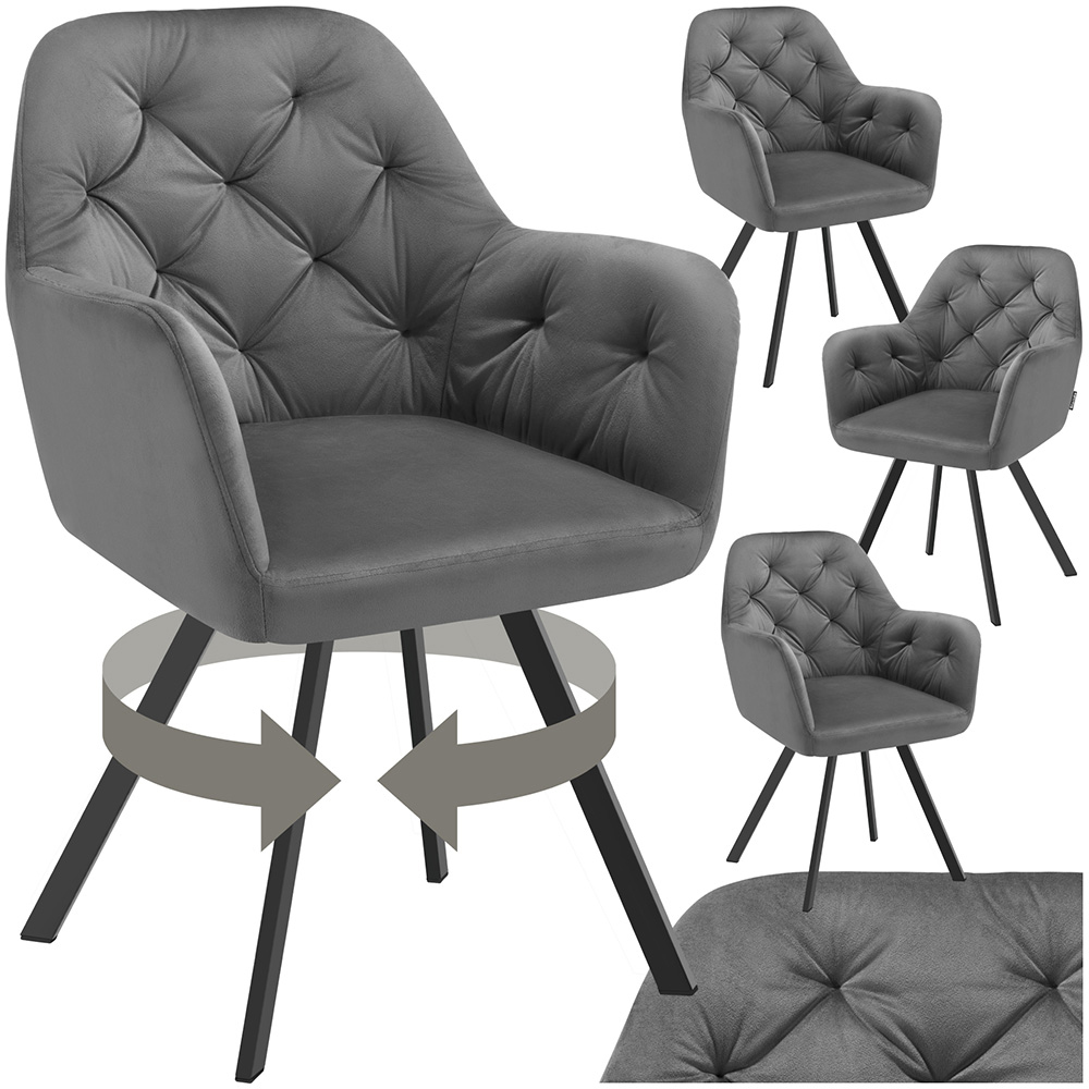 tectake Lucia Set of 4 Anthracite Swivel Armchair Image 2