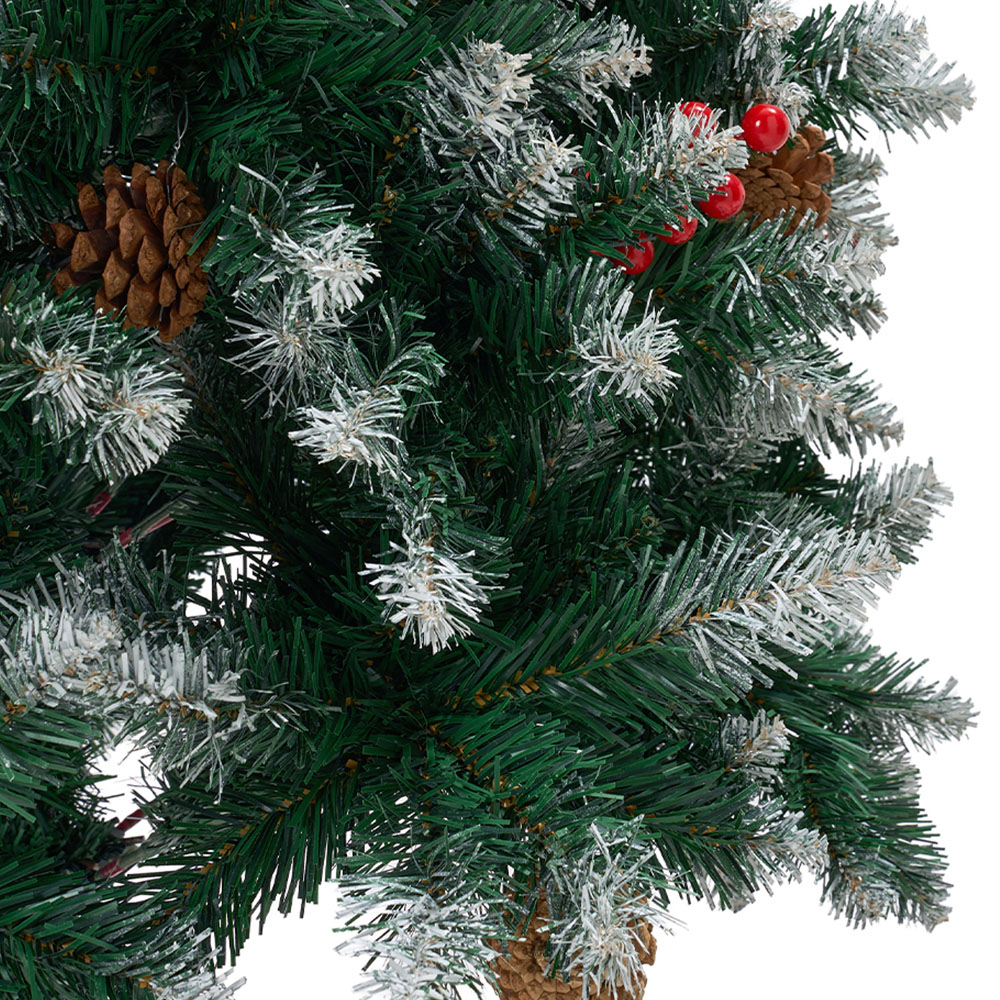 Living and Home Pine Cones and Red Berries Snow Flocked Artificial Christmas Tree 5.9ft Image 5