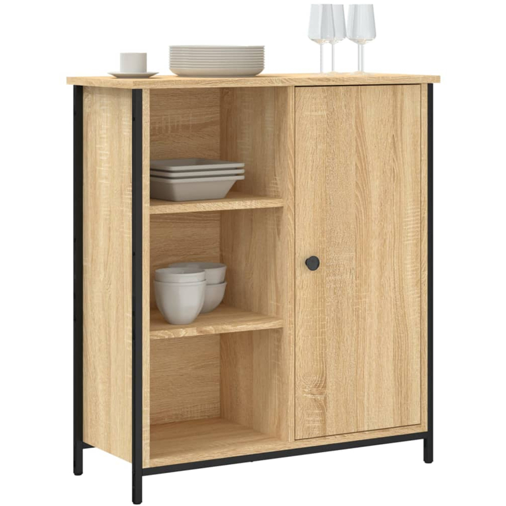 vidaXL Single Door 3 Shelf Sonoma Oak Sideboard Image 3