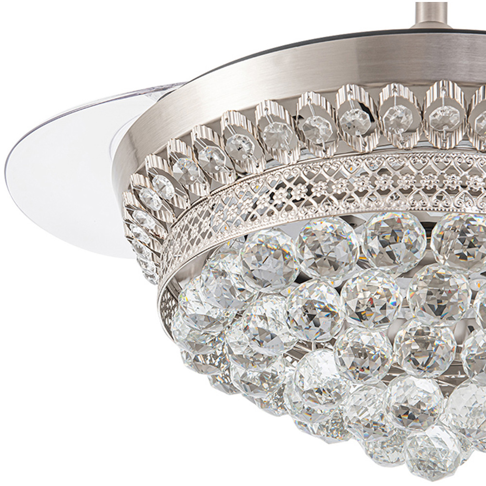 Living and Home Chrome Crystal LED Ceiling Fan Light 42 inch Image 6