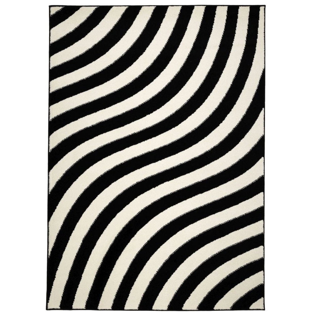 Homemaker New Villa Black and White Wave Mono Rug 120 x 170cm Image 2