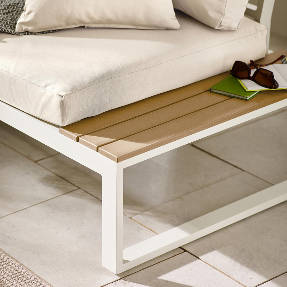 Furniturebox Bermuda 6 Seater White and Cream Garden Corner Sofa Set Image 3