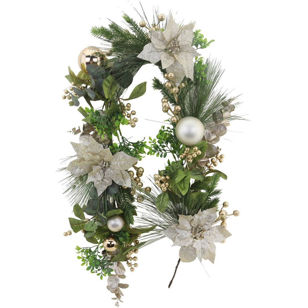 Gold Poinsettia Bauble Garland Image 1