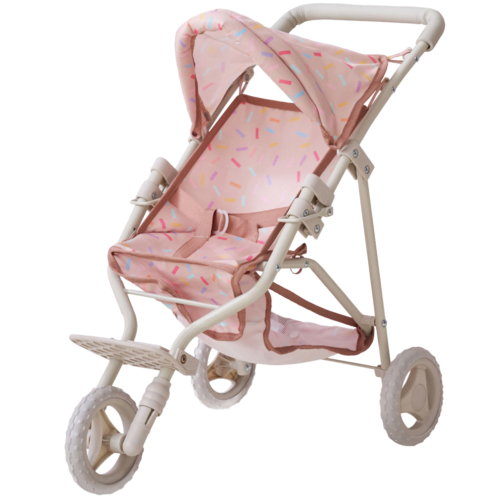 Teamson Kids Olivia's Little World Beige Confetti Doll Jogging Stroller Image 1