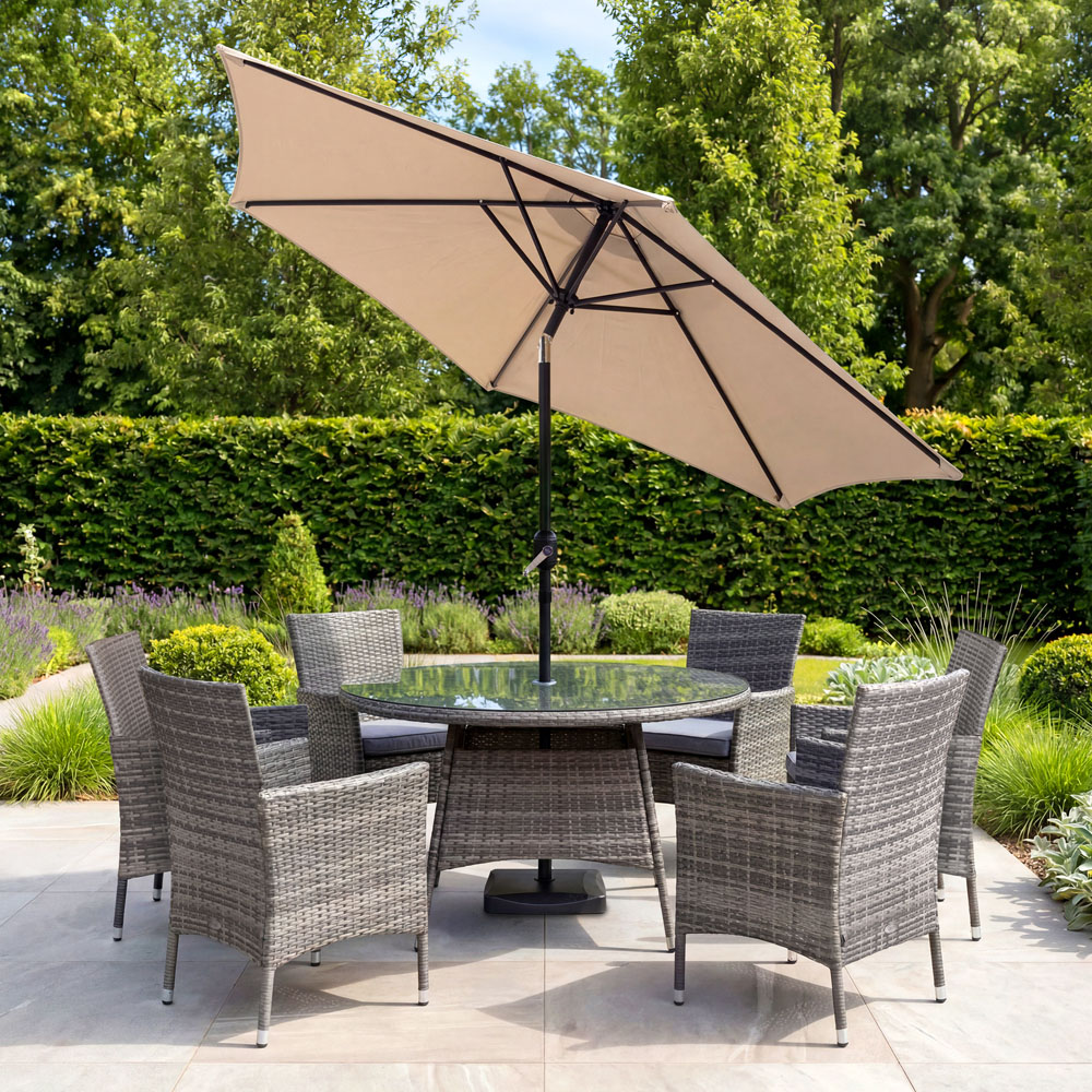 Charles Bentley Beige Metal Crank and Tilt Parasol 2.7m Image 5