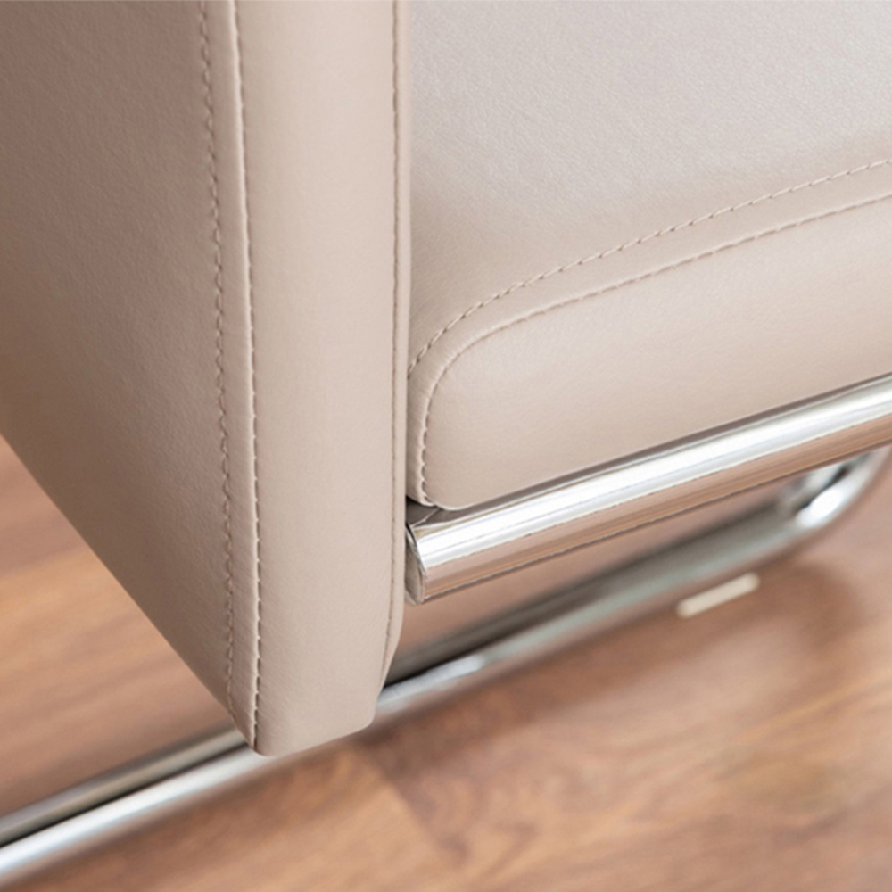 Furniturebox Lucia Fortana 6 Seater Round Dining Set Grey Gloss Cappuccino Beige and Chrome Image 7