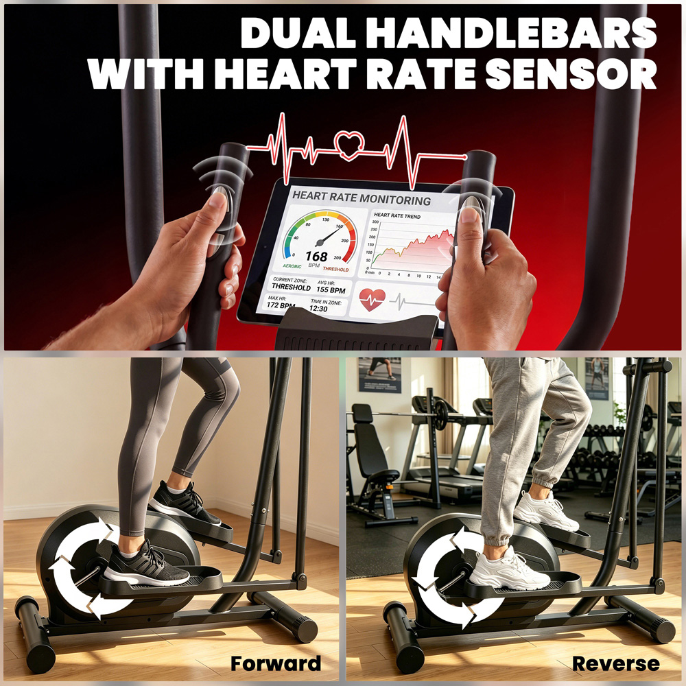 SPORTNOW Grey Quiet Magnetic Resistance Elliptical Cross Trainer with Bluetooth Image 6