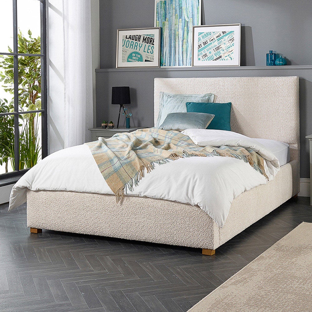 Aspire Single Cream Boucle Upholstered Garland Ottoman Bed Frame Image 7