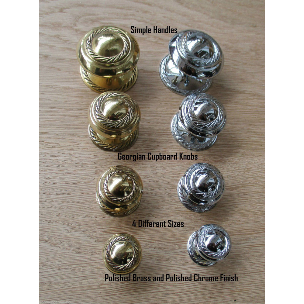 Golden Grace Georgian Polished Chrome Cupboard Knob Pair 38mm Image 2