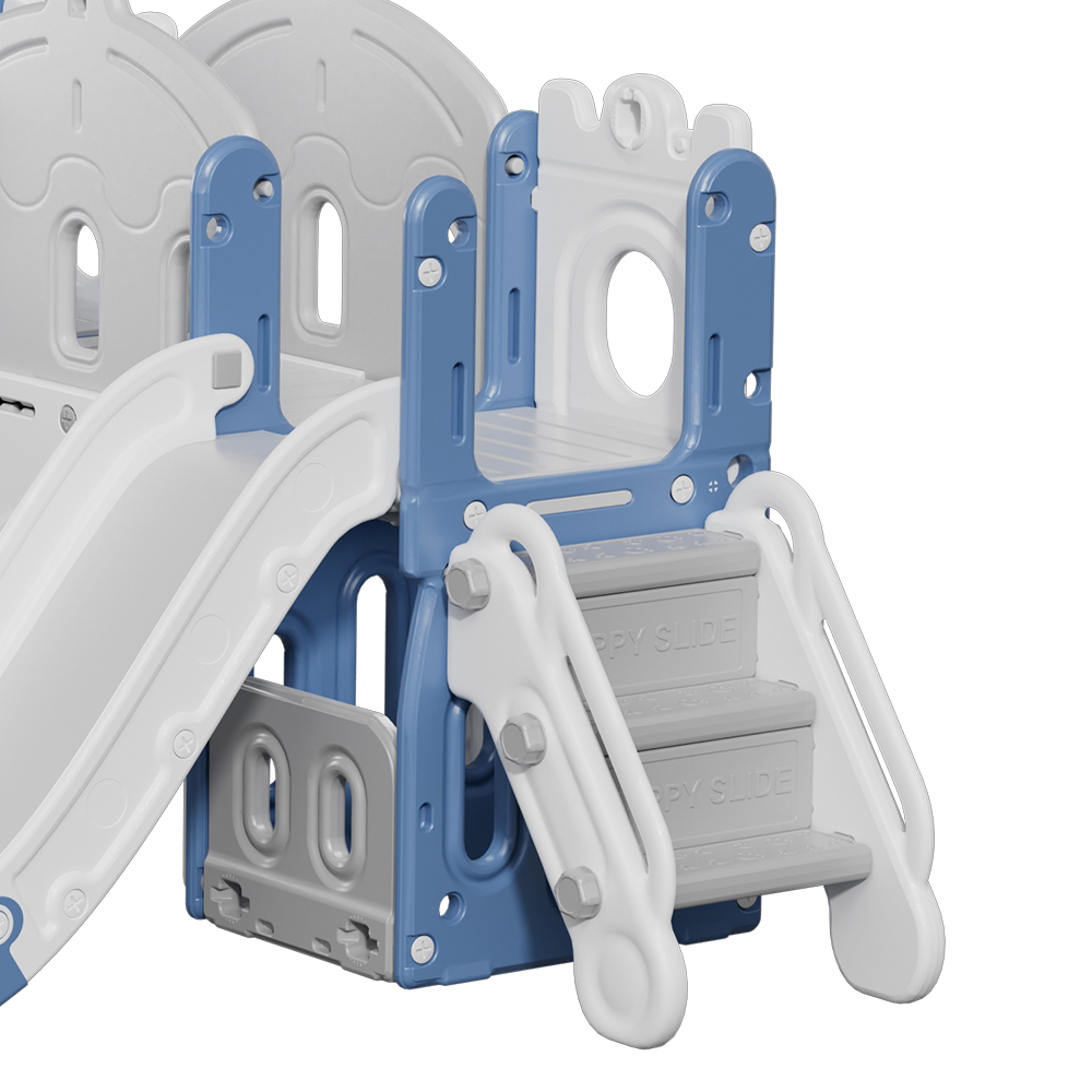 Living and Home Toddlers Blue and White Playset with 2 Slide and Basketball Hoop Image 6