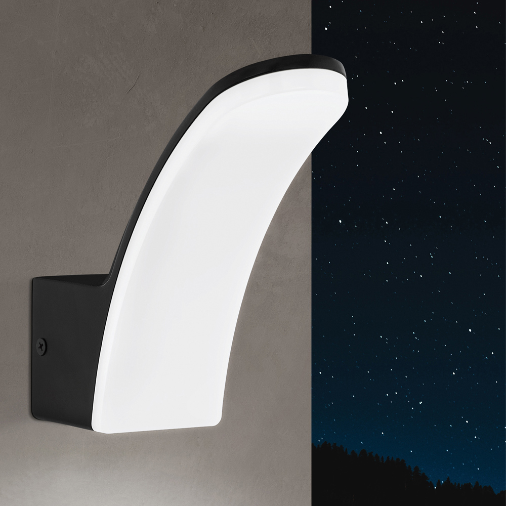 EGLO Fiumicino Aluminium and Plastic Black LED Outdoor Wall Light Image 2