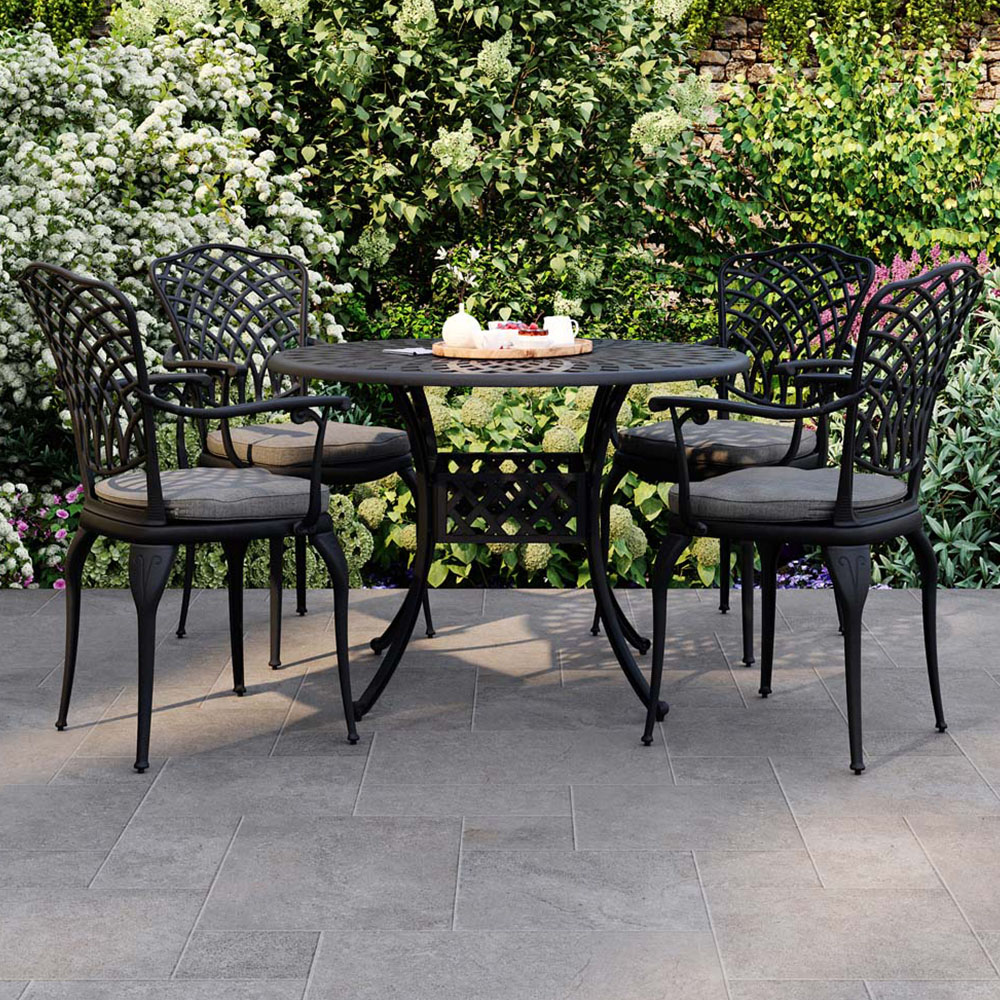 Charles Bentley Cast Aluminium 4 Seater Dining Set Black Image 1