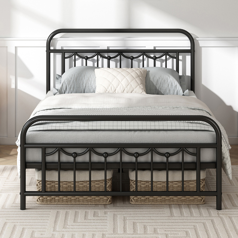 Brooklyn Frankie Double Black Metal Bed Frame with Headboard and Footboard Image 4
